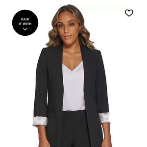 Calvin Klein Women’s Roll Sleeve Open Front Black Blazer Size 14